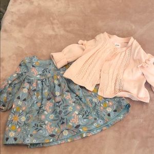 Baby Gap girls dress and cardigan set 0-3mo